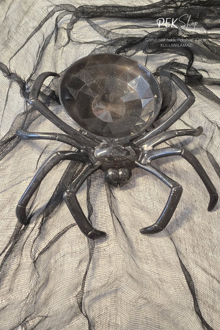 Siyah Örümcek Şeklinde Tabak Şekerlik Halloween Süsleri Cadılar Bayramı Masa Süsleri - 2