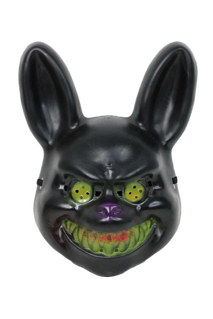 Siyah Tavşan Cadılar Bayramı Halloween Maskesi Katil Tavşan Korkunç Maske SİYAH - 4