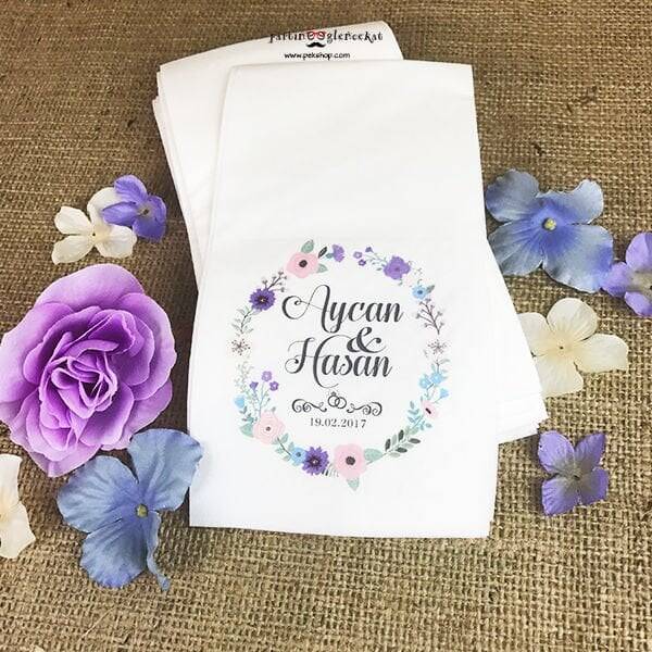 Soft Çiçek-Alyans Konseptli Baskılı Peçete - 1