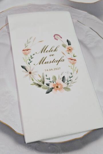 Soft Çiçekler Çelenk Konsept Baskılı Peçete - 2