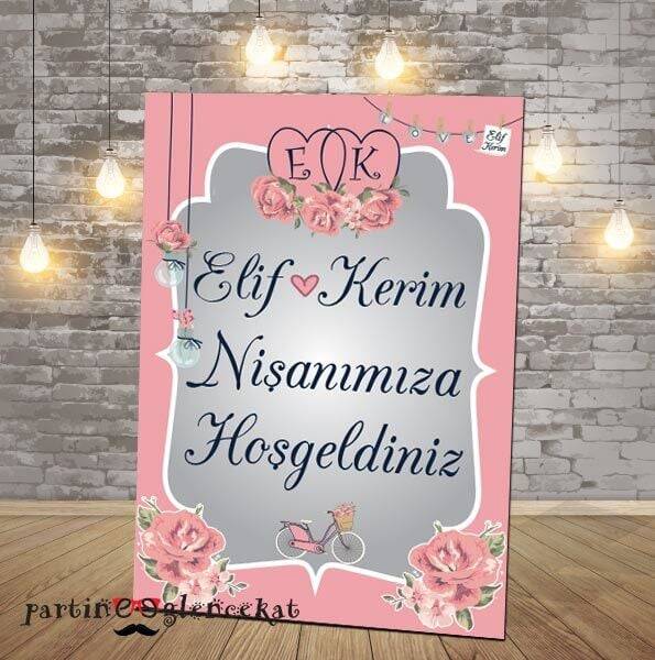 Soft Gümüş Pembe Konsept Karşılama Panosu - 1