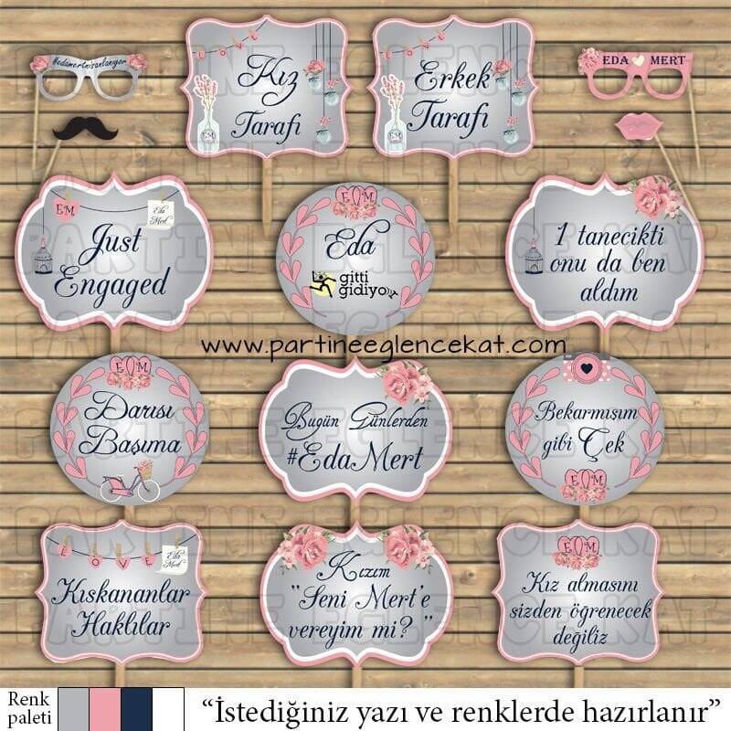 Soft Gümüş - Pembe Konsept Konuşma Balonları Seti - 1