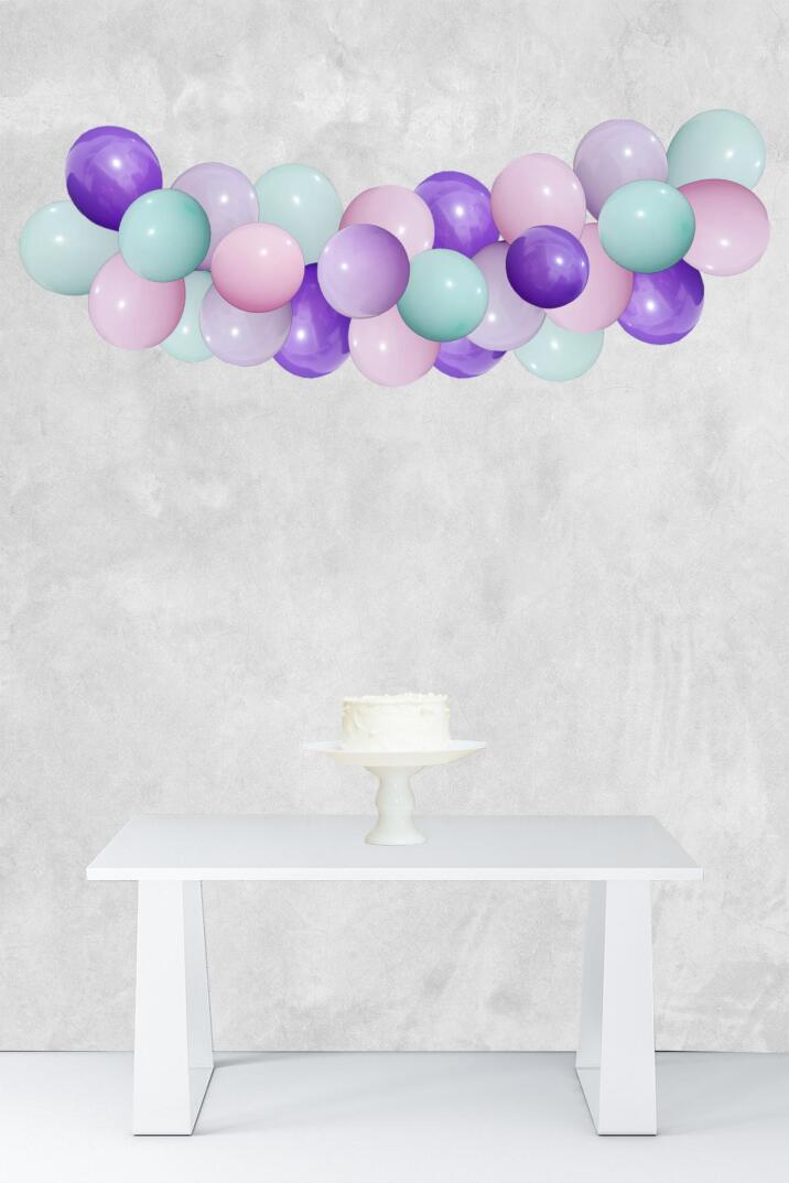 Soft Makaron Konsept Balon Zinciri Deniz Kızı Tema Parti Balon Seti 42 Parça - 1