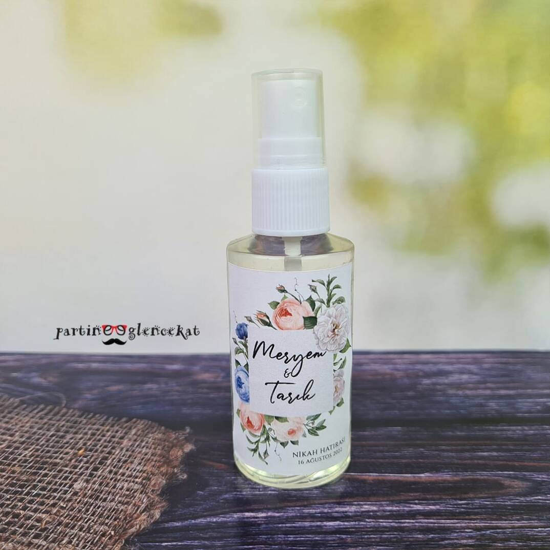 Soft Mavi Somon Çiçekli Fısfıslı Plastik Kolonya Hediyelik - 3