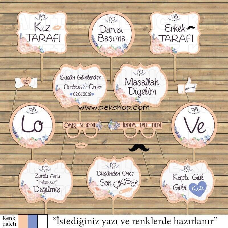Somon Gül - Lavanta Konsept Konuşma Balonları Seti - 1