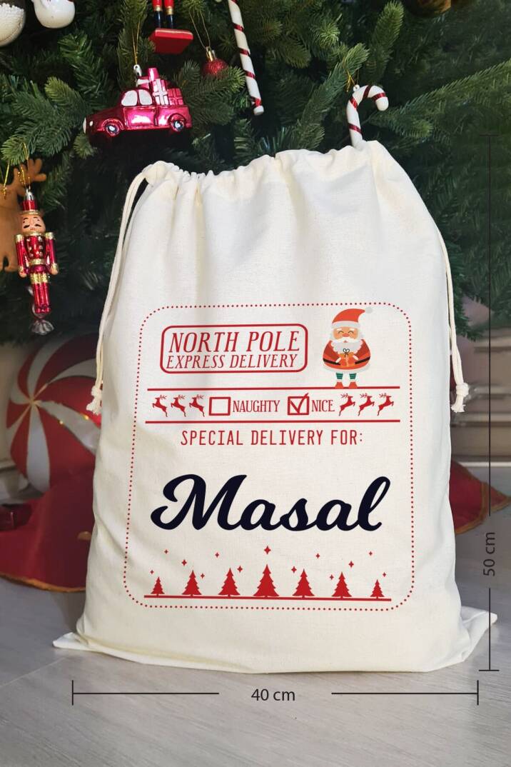 Special Delivery Noel Babalı İsme Özel Yılbaşı Hediye Kesesi - 1