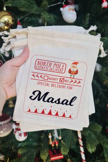 Special Delivery Noel Babalı İsme Özel Yılbaşı Hediye Kesesi - 2