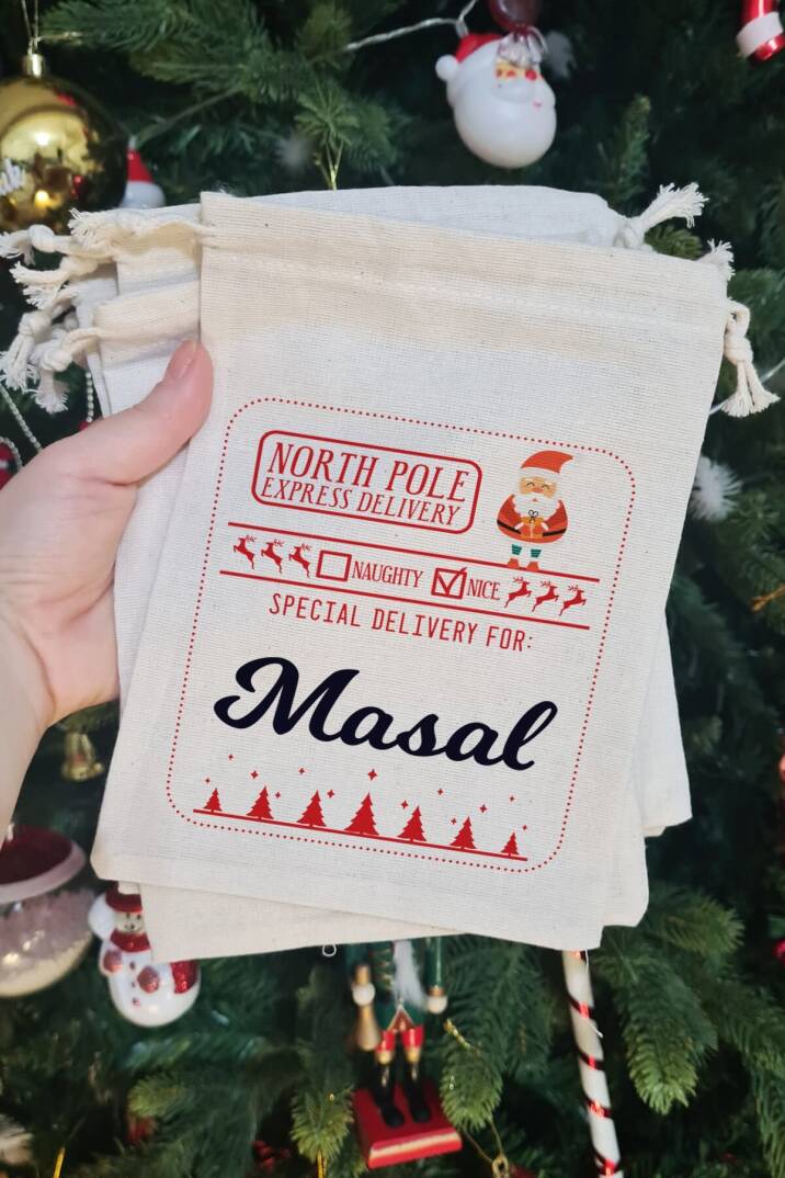 Special Delivery Noel Babalı İsme Özel Yılbaşı Hediye Kesesi - 2