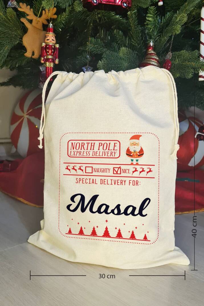 Special Delivery Noel Babalı İsme Özel Yılbaşı Hediye Kesesi - 4
