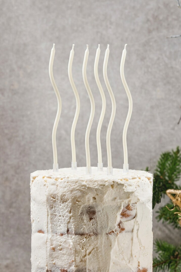 Spiral Beyaz Pasta Mumu Beyaz Renk Mum 6 lı Beyaz Kıvrık Mum - 1
