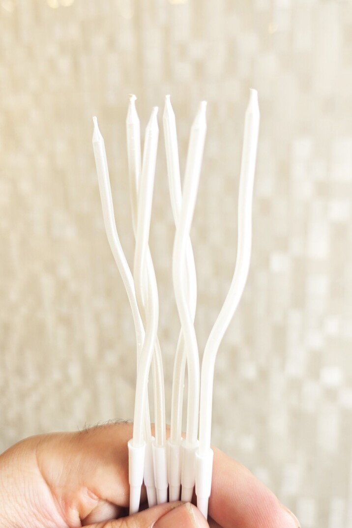 Spiral Beyaz Pasta Mumu Beyaz Renk Mum 6 lı Beyaz Kıvrık Mum - 2