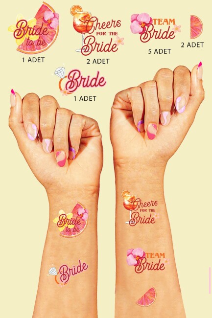 Sunset Konsept Bride to be Bekarlığa Veda Bride Dövme, Team Bride Dövme Paketi