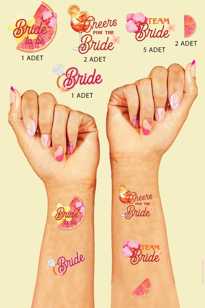Sunset Konsept Bride to be Bekarlığa Veda Bride Dövme, Team Bride Dövme Paketi - 1