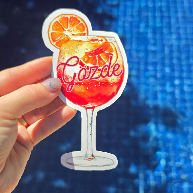 Sunset Konsept Tek Tek İsimli Aperol Şeklinde Kart