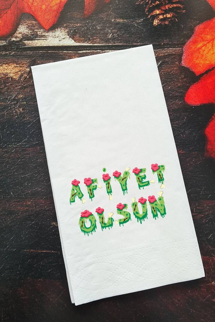 Sunum Peçetesi Cadılar Bayramı Afiyet Olsun Konuşan Kağıt Peçete - 1