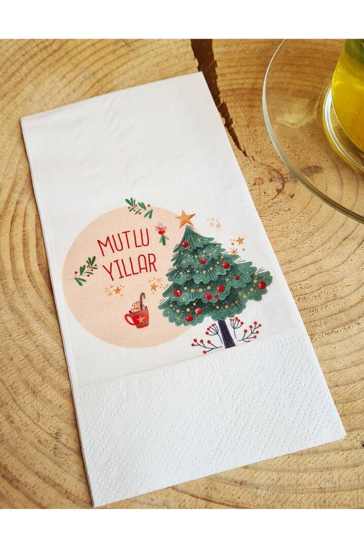 Sunum Peçetesi - Mutlu Yıllar Yazılı Yılbaşı Masası Sunum Peçetesi - 1