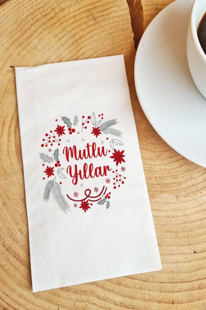 Sunum Peçetesi - Mutlu Yıllar Yazılı Yılbaşı Sunum Peçetesi - 1