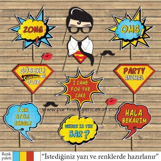 Supermen Konsept Konuşma Balonları Seti