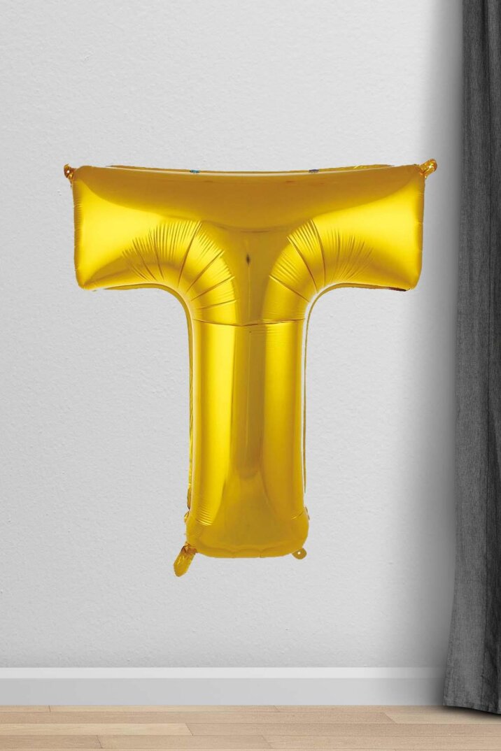 T Harfi Folyo Balon Gold 100 cm 40 inç 1 Metre Altın - 1