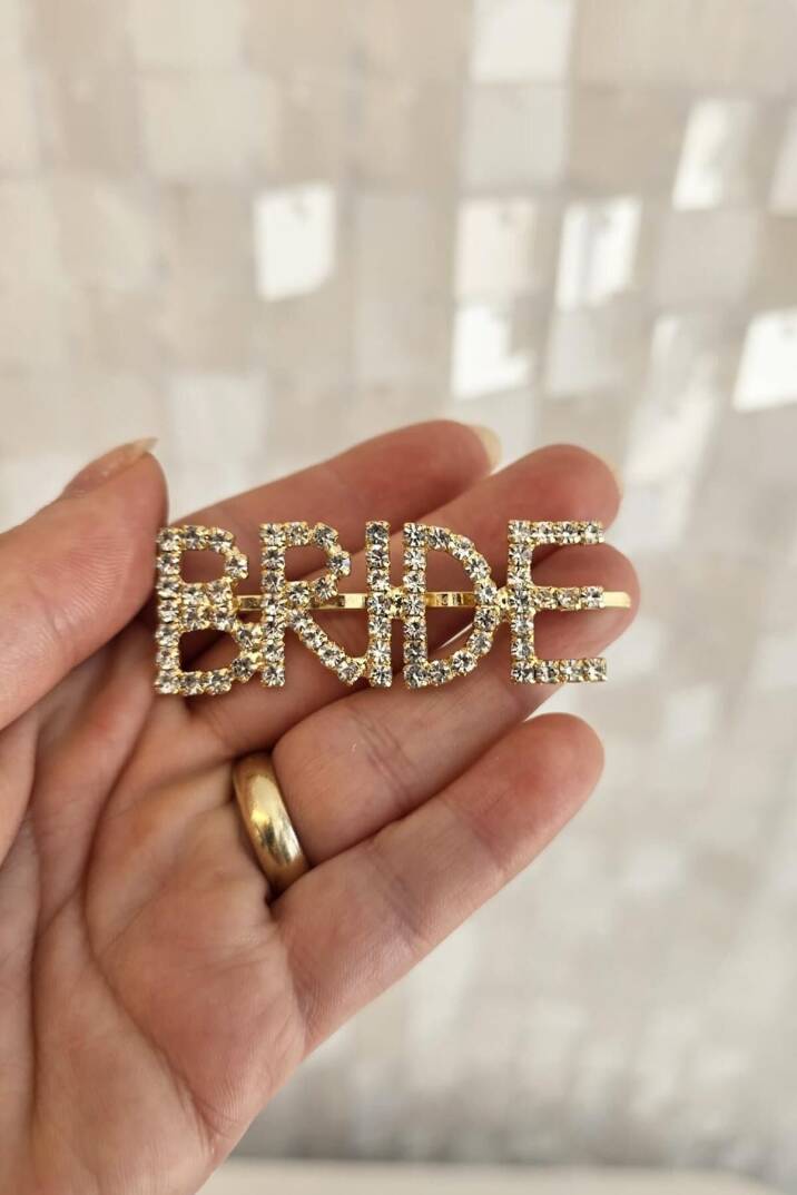 Taşlı Bride Toka Gold Gelin Aksesuarları - 2