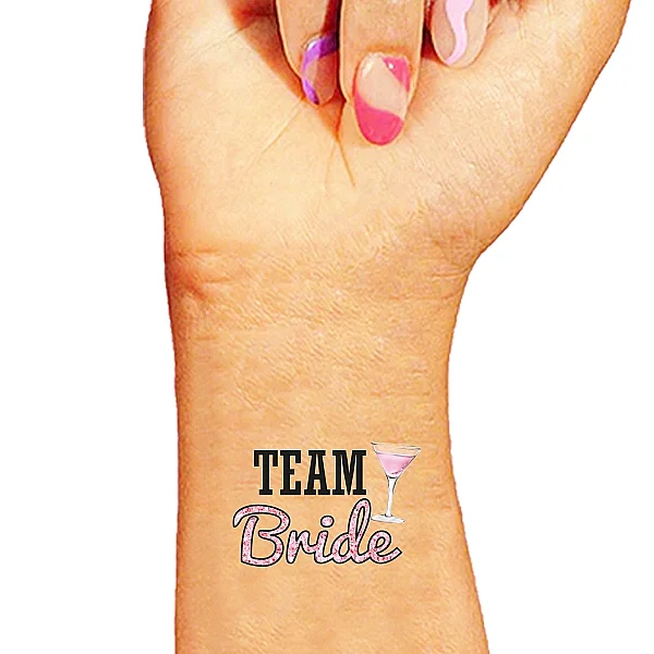 Team Bride Pembe Glitter Çiçekli Bride Dövme - 1