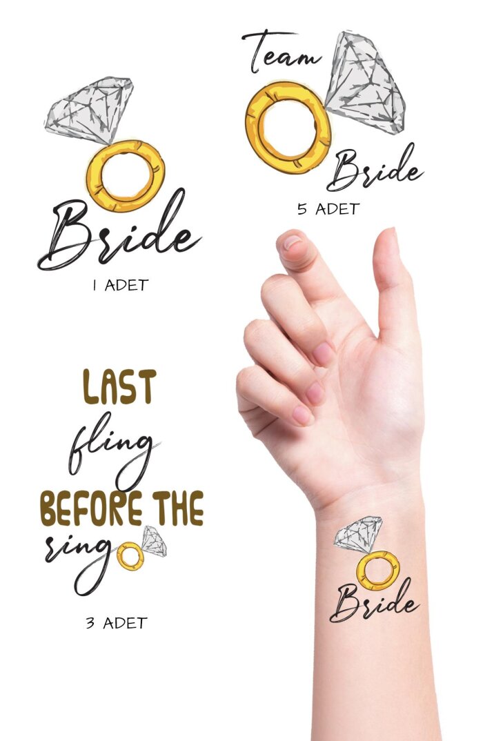 Tek Taş Bekarlığa Veda Gelin Bride Dövme Paketi - 1