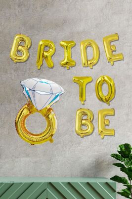 Tek Taşlı Bride To Be Balon Seti Gold - Bekarlığa Veda Balonu - 1