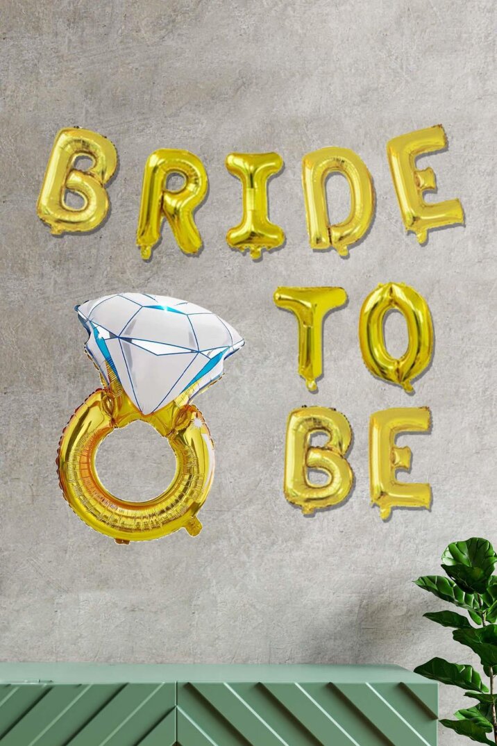 Tek Taşlı Bride To Be Balon Seti Gold - Bekarlığa Veda Balonu - 1
