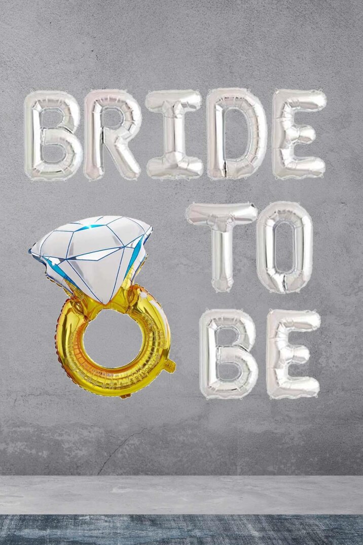 Tek Taşlı Bride To Be Balon Seti Gümüş - Bekarlığa Veda Balonu - 1