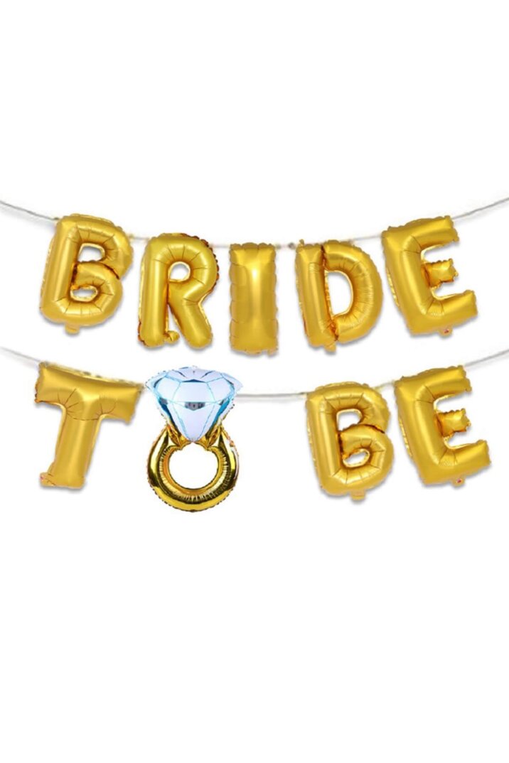 Tek Taşlı Bride to Be Folyo Balon Paketi Gold Renk - 1