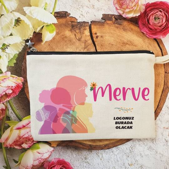 Tek Tek İsimli Astarlı Lüx Clutch Çanta Renkli Kadınlar 8 Mart Kadınlar Günü Logo Baskılı
