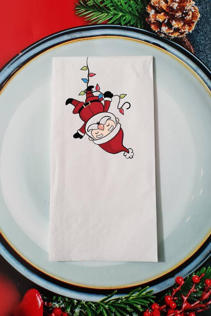 Ters Noel Baba Tasarım Yılbaşı Sunum Peçetesi - 1