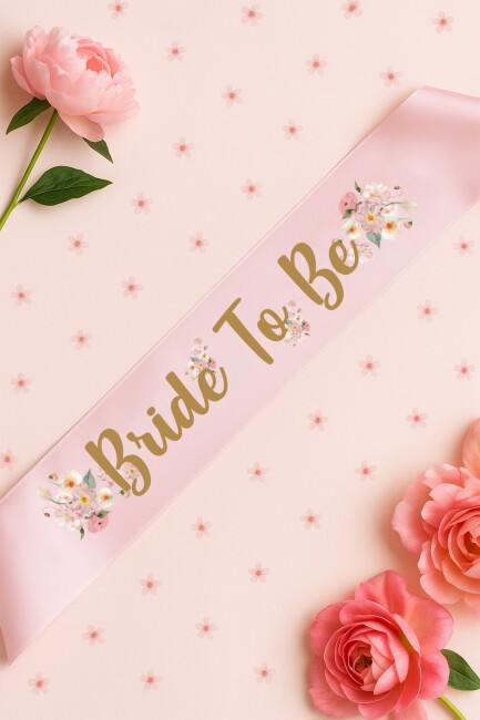 Toz Pembe Çiçekli Konsept Bride to be Kuşak , Bekarlığa Veda Kuşağı - 2