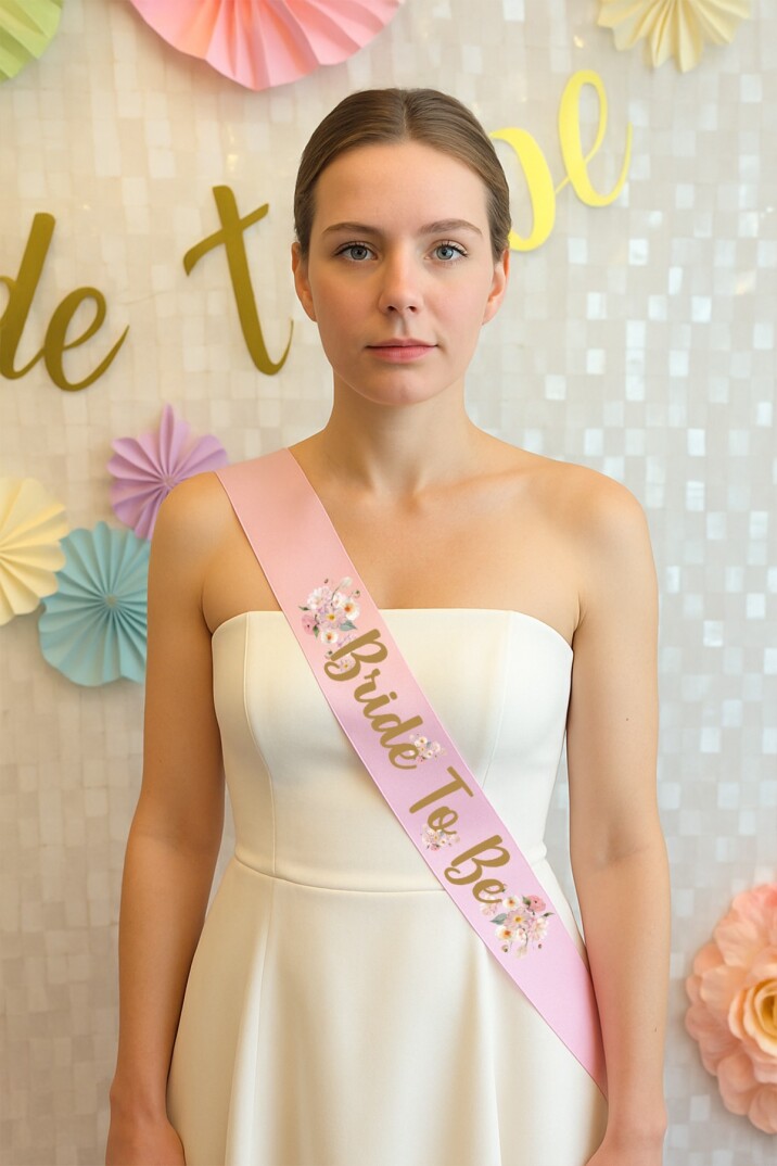 Toz Pembe Çiçekli Konsept Bride to be Kuşak , Bekarlığa Veda Kuşağı - 3