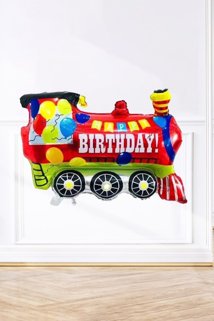 Tren Folyo Balon Tren Şekilli Doğum Günü Balonu 80 cm - 1