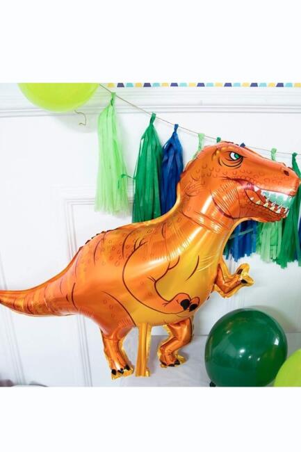 Turuncu T-rex Dinozor Folyo Balon Trex Dinazor Balon 110cm - 2