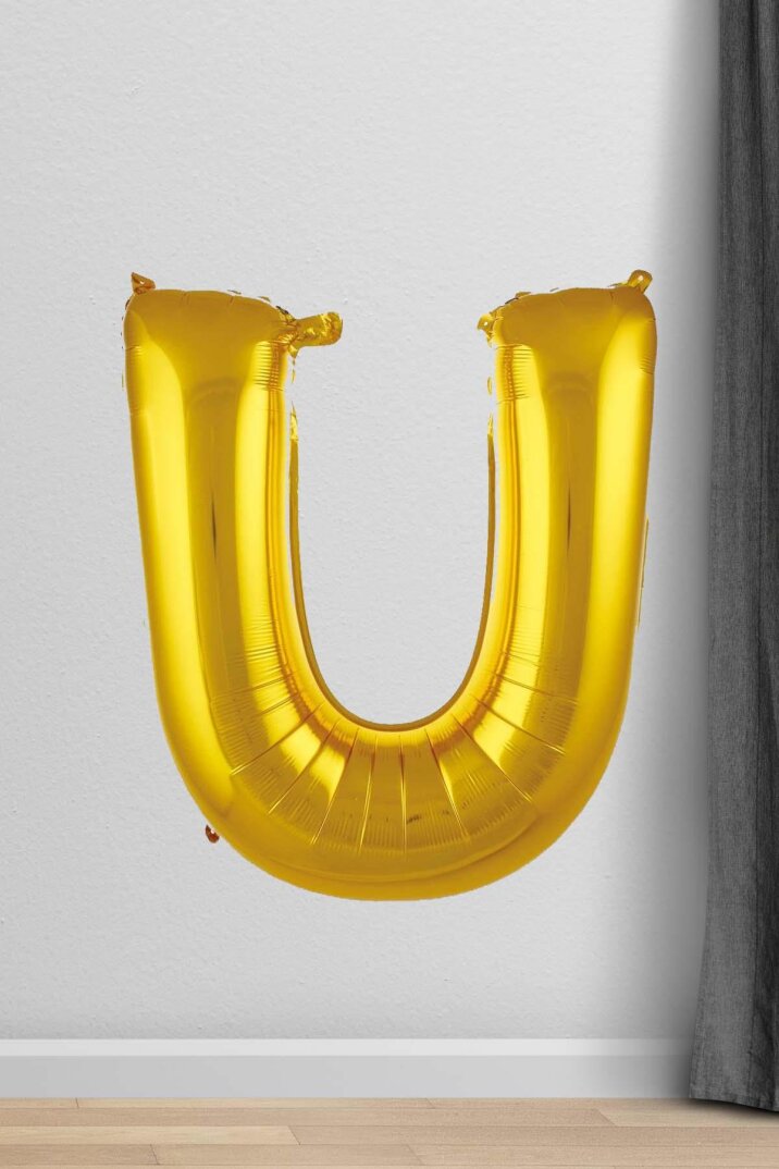 U Harfi Folyo Balon Gold 100 cm 40 inç 1 Metre Altın - 1