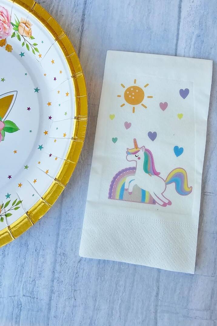 Unicorn Gökkuşağı Konsept Baskılı Doğum Günü Peçetesi 20li - 1