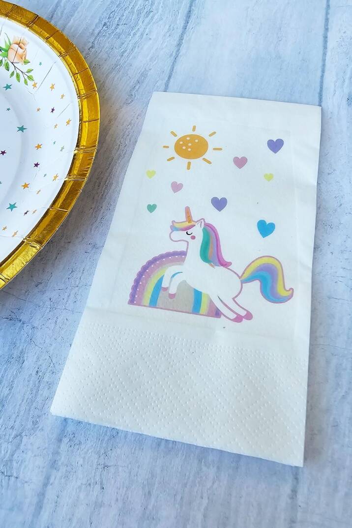 Unicorn Gökkuşağı Konsept Baskılı Doğum Günü Peçetesi 20li - 2