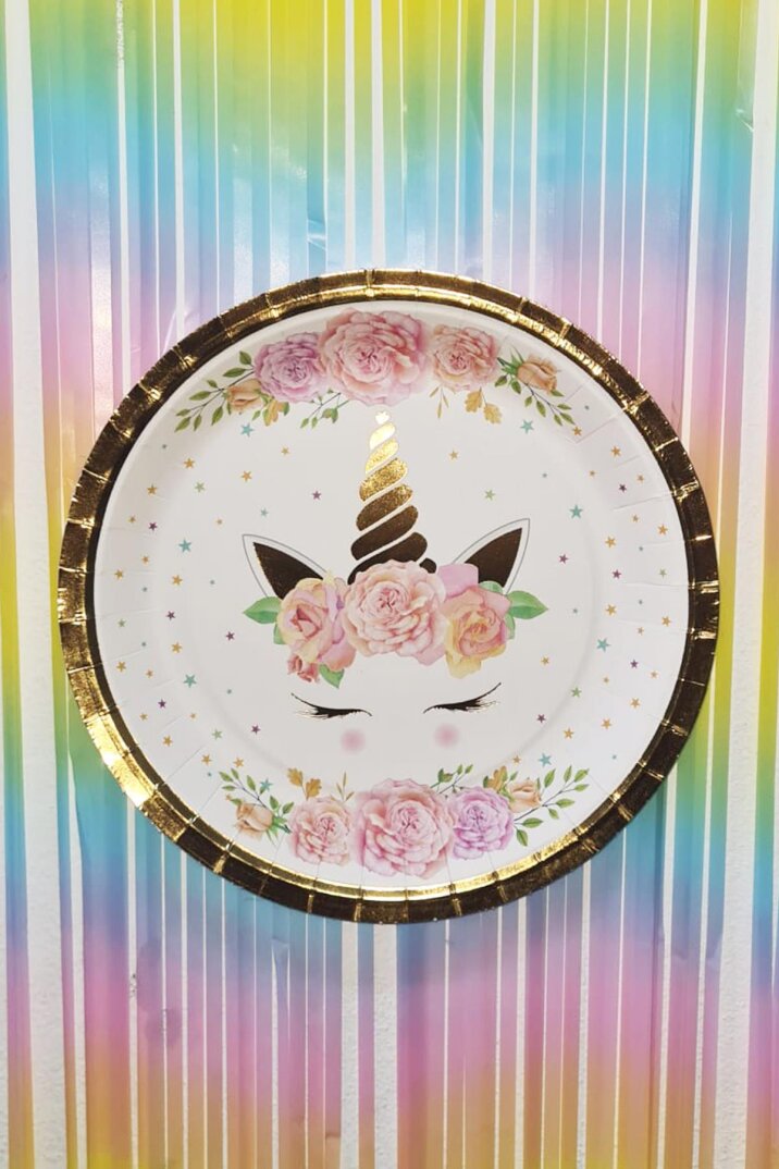 Unicorn Gold Varaklı Karton Tabak Yuvarlak 8 Adetli Paket - 2