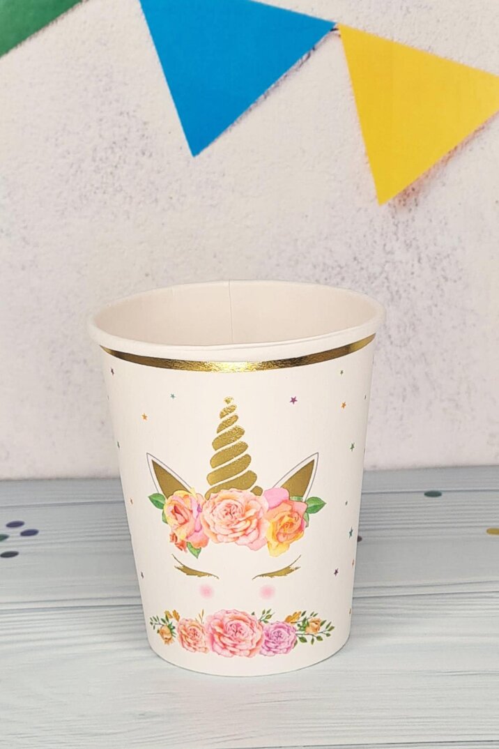 Unicorn Konsept Gold Varaklı Karton Bardak 8oz 8 li - 1