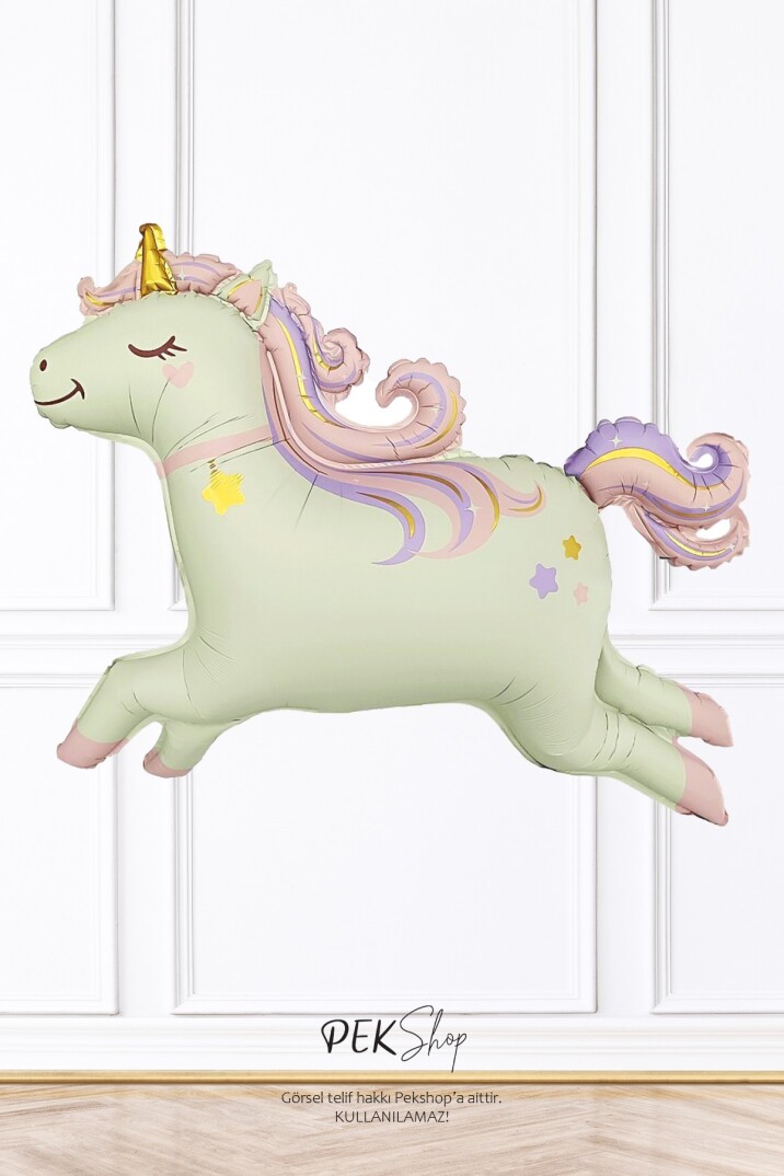 Unicorn Tema Doğum Günü Balon Seti Retro Unicorn Balon ve Bannerlı Set - 3