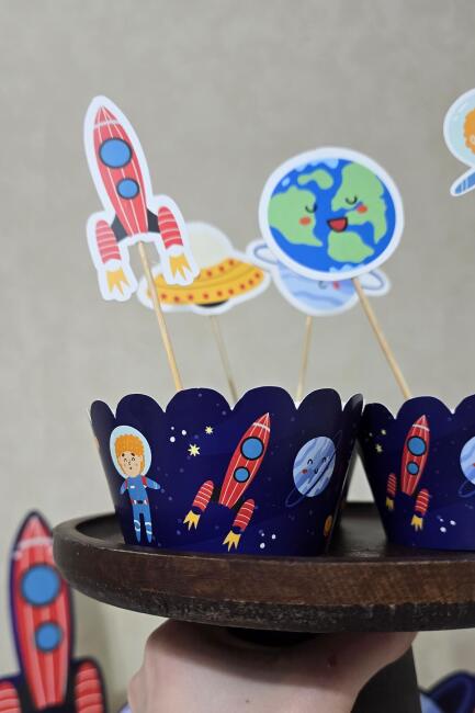 Uzay Konsept Cupcake Sargısı 10'lu - 2