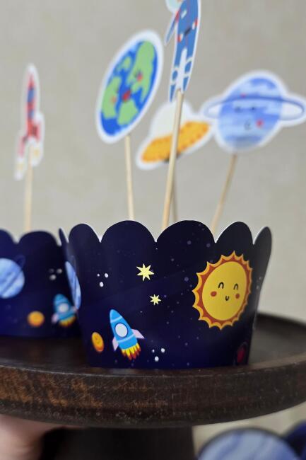 Uzay Konsept Cupcake Sargısı 10'lu - 3