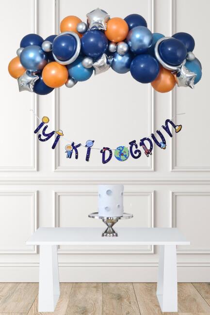 Uzay Konsept Doğum Günü Balon Zinciri Seti - 1