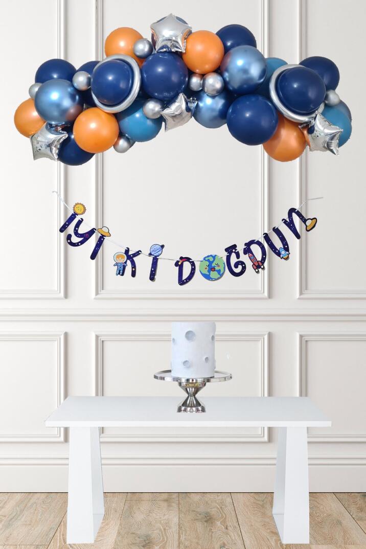 Uzay Konsept Doğum Günü Balon Zinciri Seti - 1