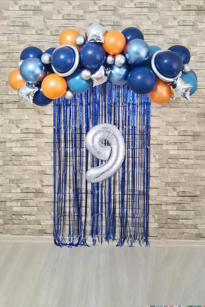 Uzay Konsept Doğum Günü Yaş Balonlu Fon Perdeli Balon Zinciri Seti Uzay Gezegen Balon Zinciri - 17
