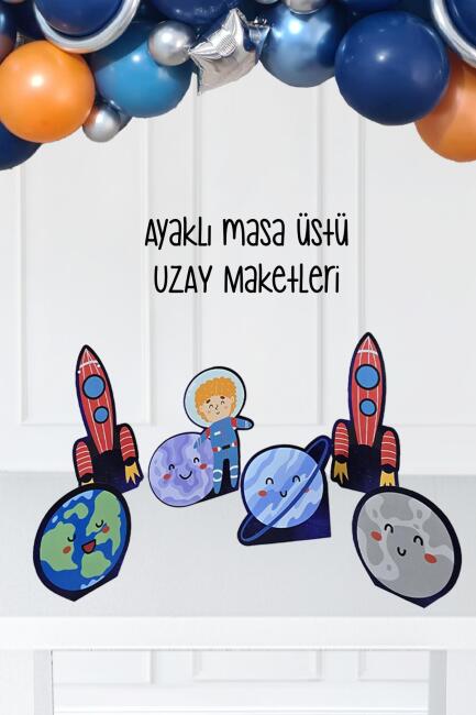 Uzay Tema Ayaklı Pano Seti Doğum Günü Masa Üstü Panolar