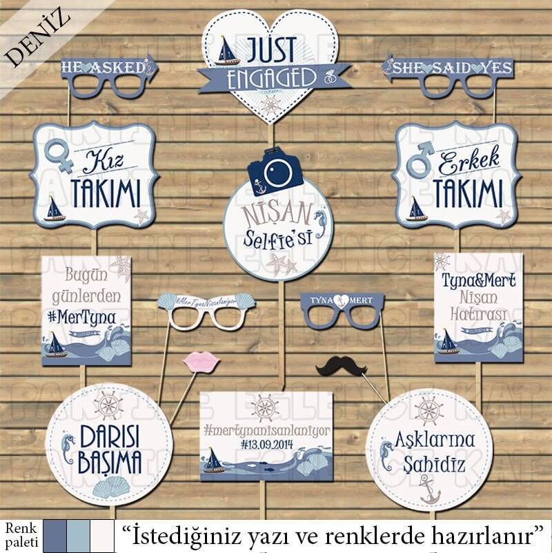 Vintage Marin Konsept Konuşma Balonları Seti - 1