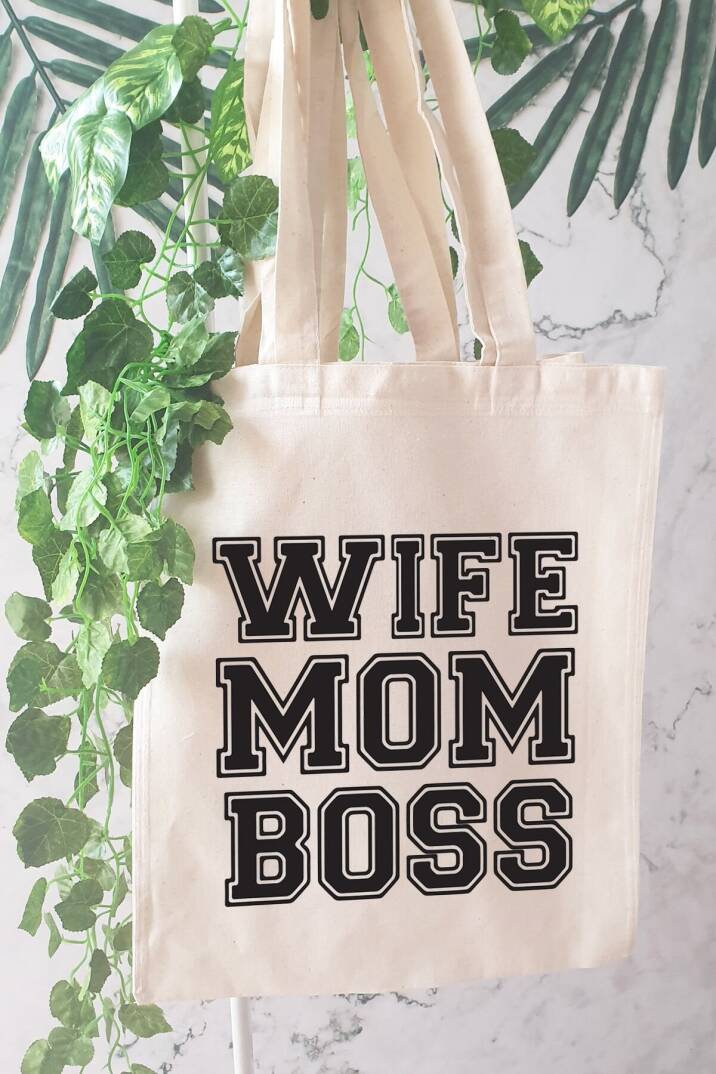 Wife Mom Boss Yazılı , Eş Anne Patron Omuz Çantası - 1